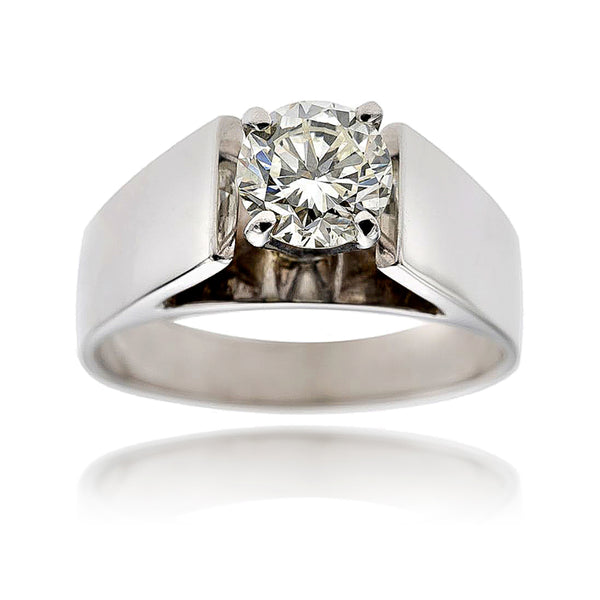 .74 Carat Diamond Solitaire Engagement Ring with a Flat Wide White Gold Band Default Title