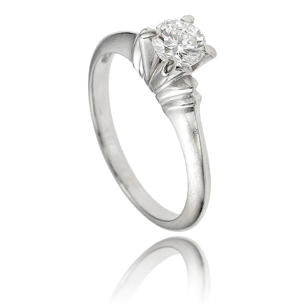 .42 Carat Diamond Solitaire Engagement Ring With A Narrow Knife Edge, Ribbed Band Default Title