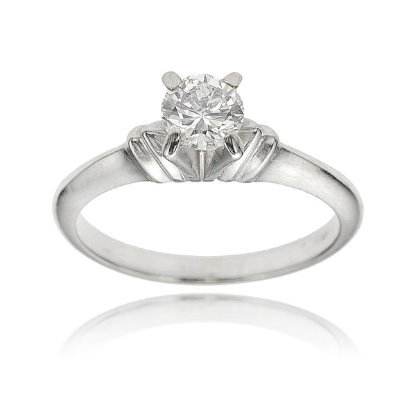 .42 Carat Diamond Solitaire Engagement Ring With A Narrow Knife Edge, Ribbed Band Default Title