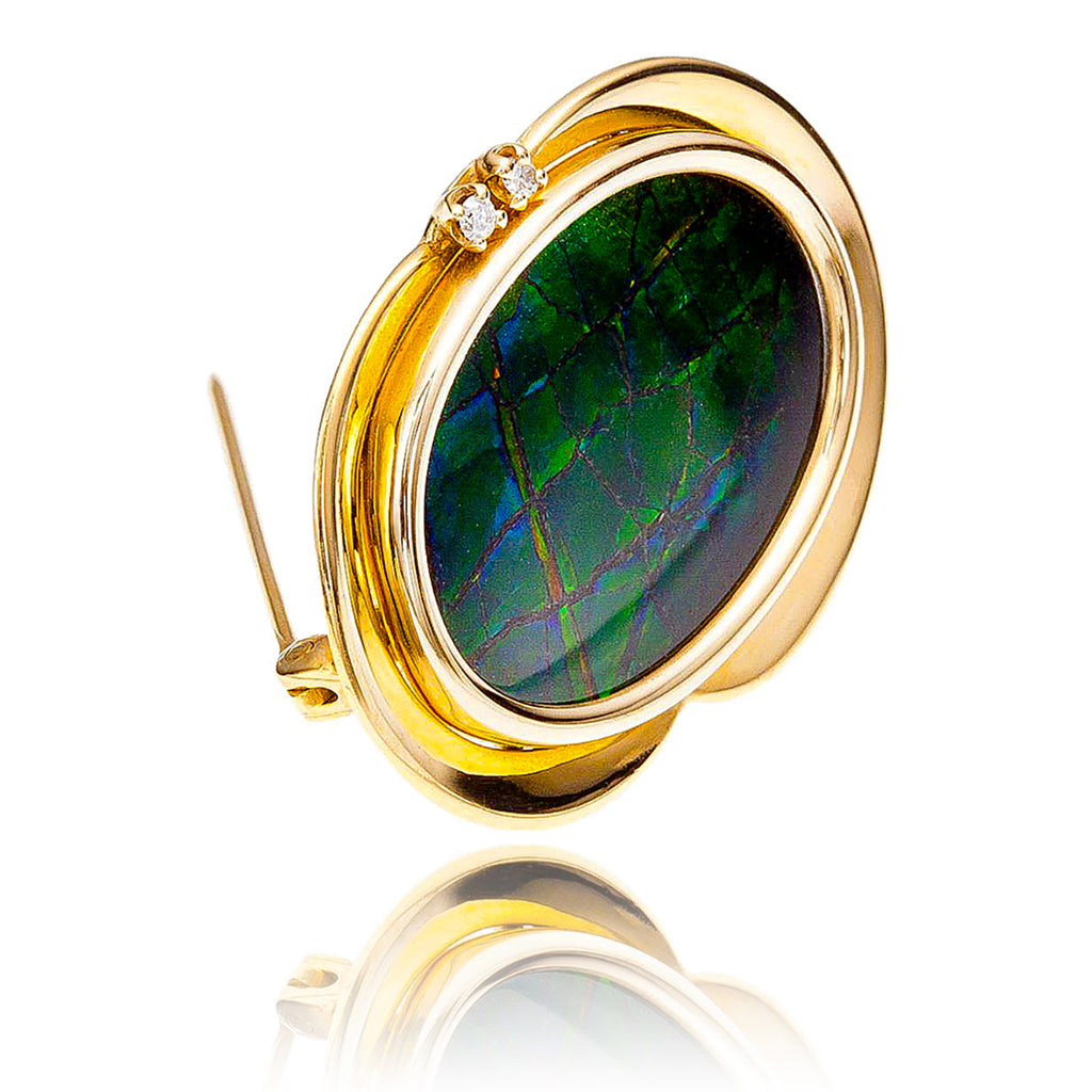 Large Ammolite and Diamond Brooch Default Title