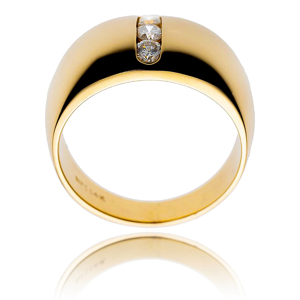 Gentleman'S Diamond Set Wide Gold Domed Band Default Title