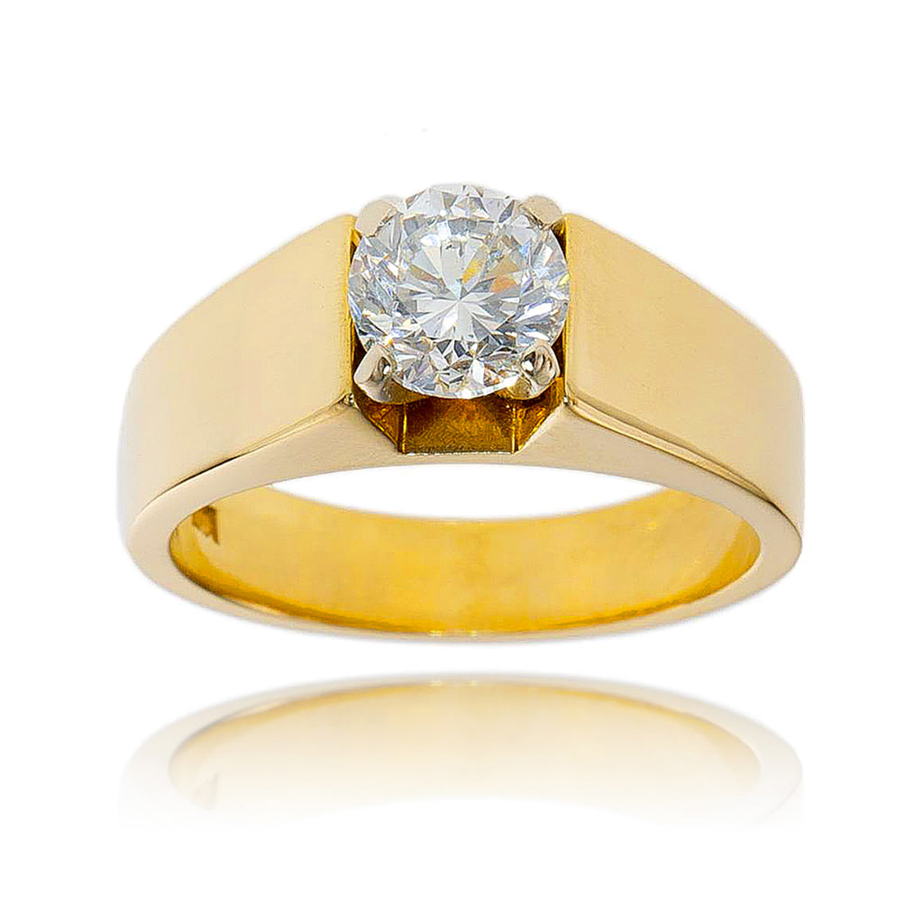 Bold 14K Yellow & White Gold 1.00 Carat Diamond Solitaire Engagement Ring Default Title