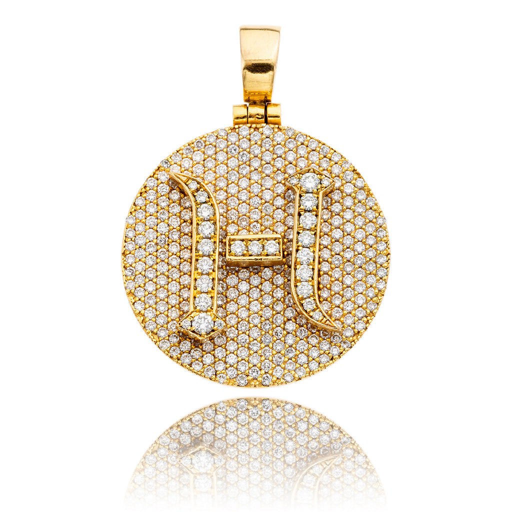 Custom 10K Yellow Gold Lab Grown Diamond 'H' Pendant Default Title