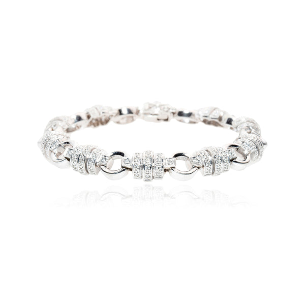 14KT White Gold Fancy Diamond Link and Circle Bracelet Default Title