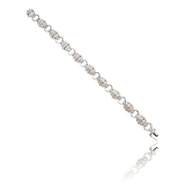 14KT White Gold Fancy Diamond Link and Circle Bracelet Default Title