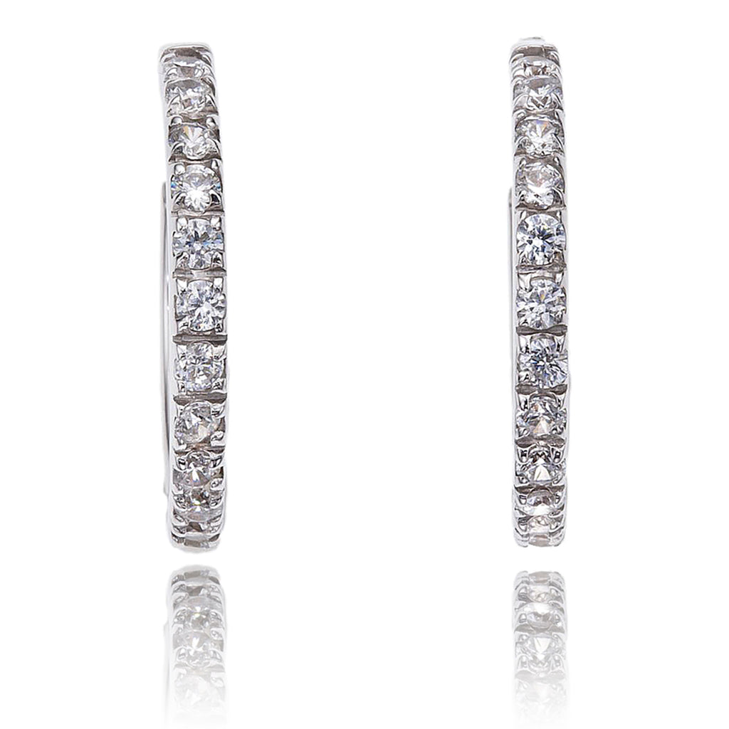 Prong-Set Cubic Zirconia Hoop Earrings Default Title