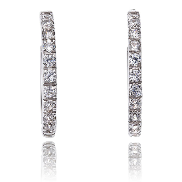 Prong-Set Cubic Zirconia Hoop Earrings Default Title