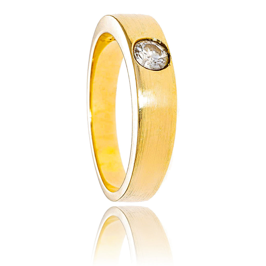 14KT Yellow Gold Bezel Set Diamond Solitaire Band Style Ring Default Title