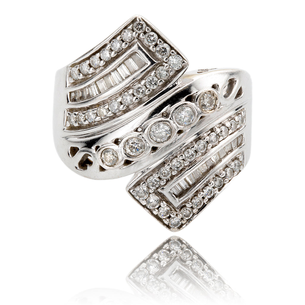 14KT White Gold and 0.99ctw Diamond Twist Statement Ring Default Title