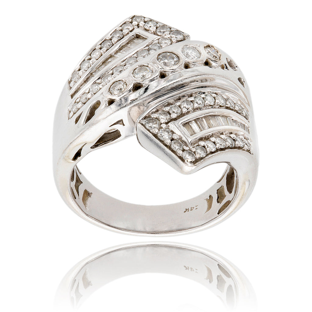 14KT White Gold and 0.99ctw Diamond Twist Statement Ring Default Title