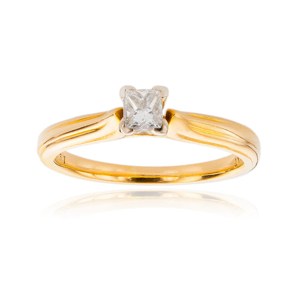 18KT Yellow Gold and Platinum .40 Carat Princess Cut Diamond Solitaire Ring Default Title