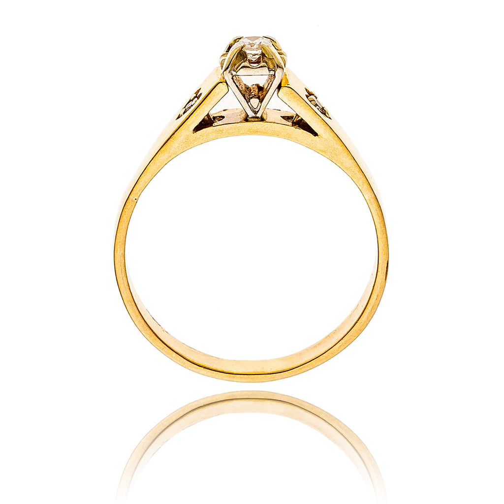 14KT Yellow and White Gold Diamond Engagement Ring with Heart Shoulders Default Title