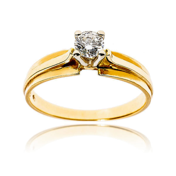 14KT Yellow and White Gold 4-Prong .30 Carat Diamond Solitaire Ring Default Title