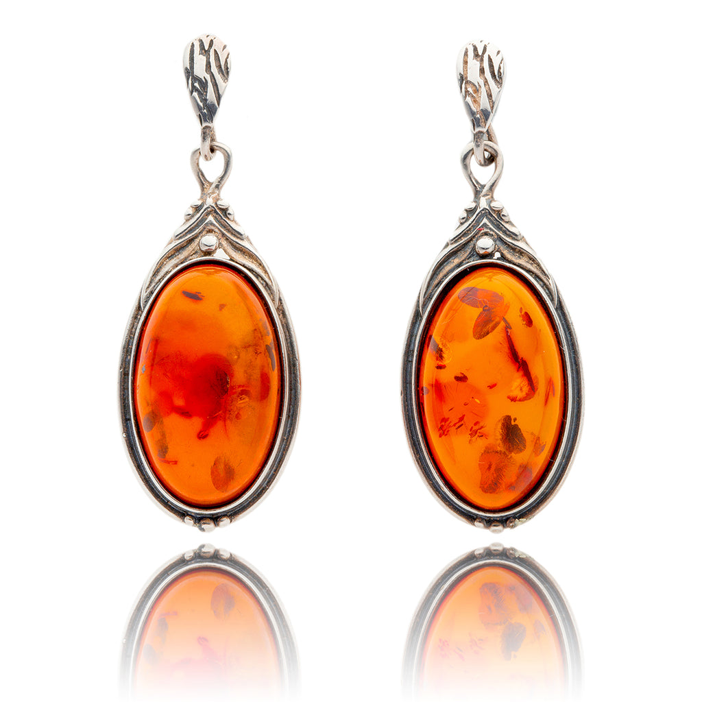 .925 Oval Amber Drop Earrings Default Title