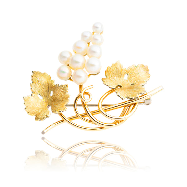 14K Yellow Gold Grape Pearl Brooch Default Title