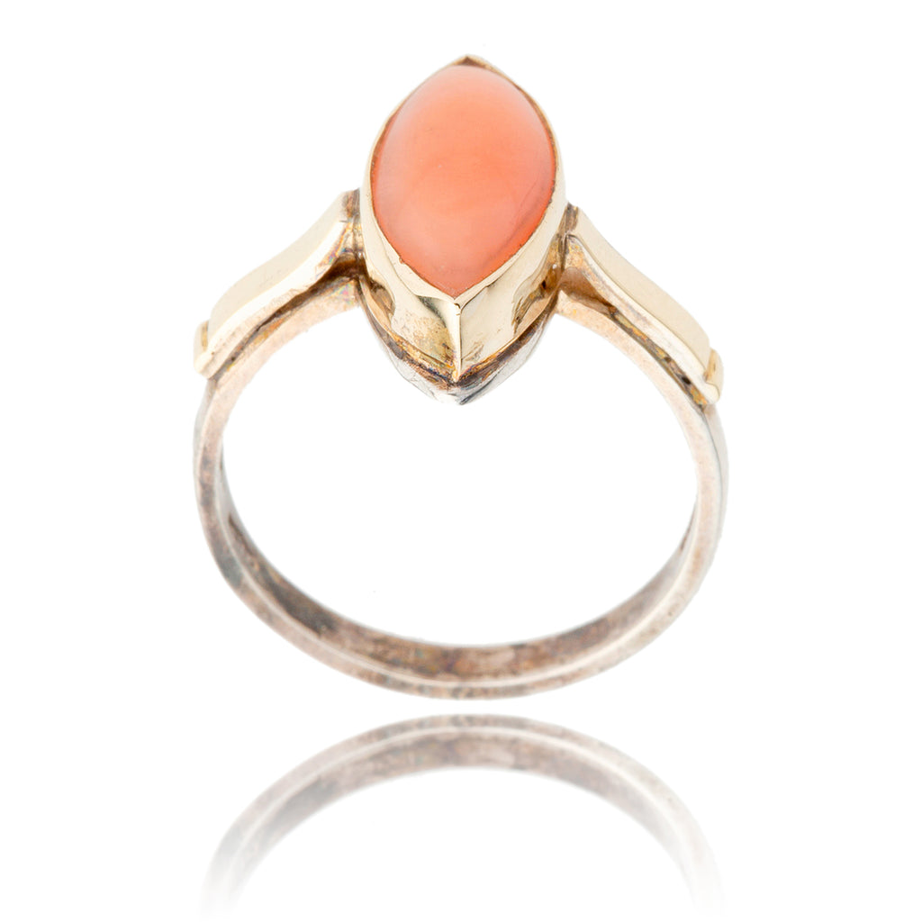 .925 & 9K Yellow Gold Marquise Coral Ring Default Title