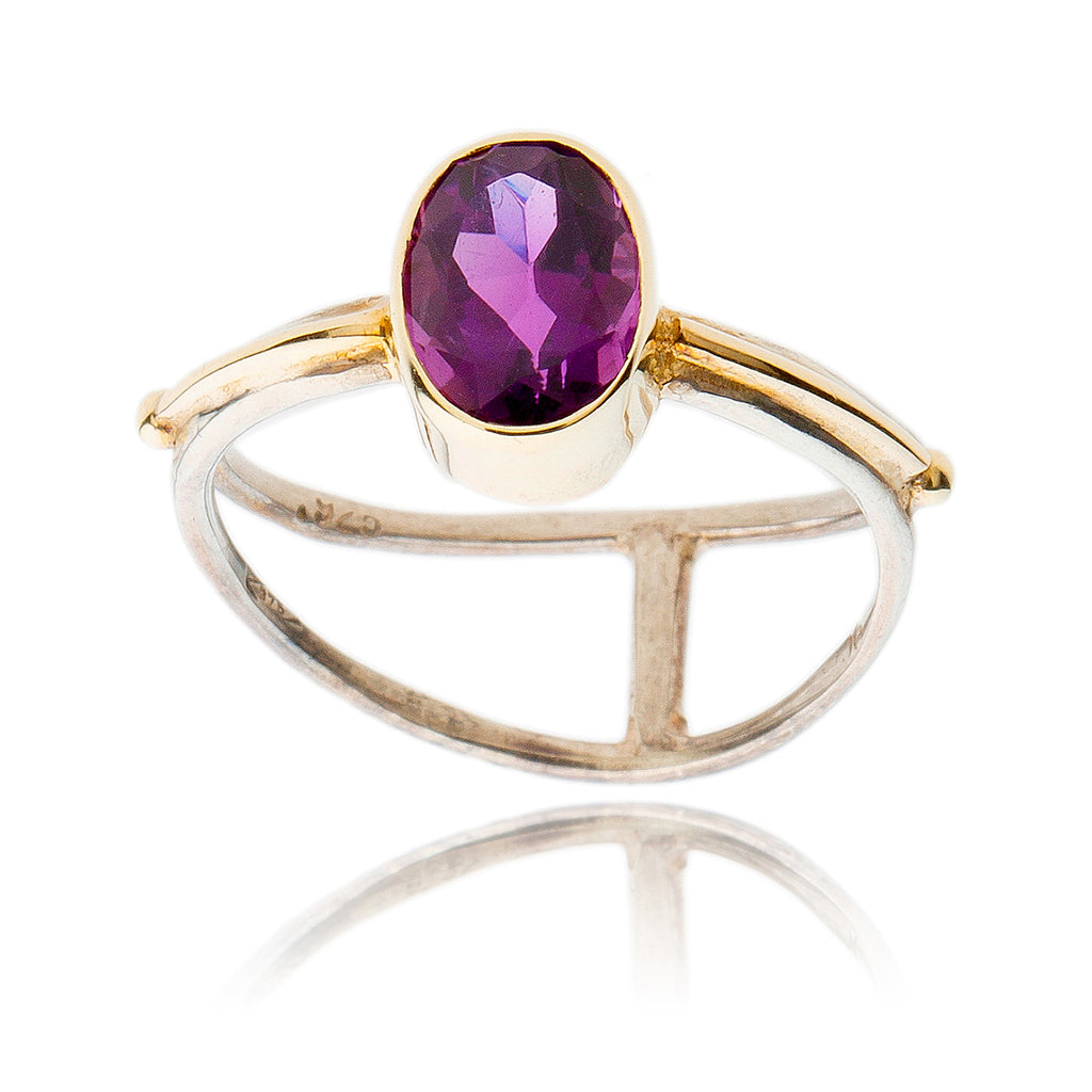 .925 & 9K Yellow Gold Oval Amethyst Ring Default Title