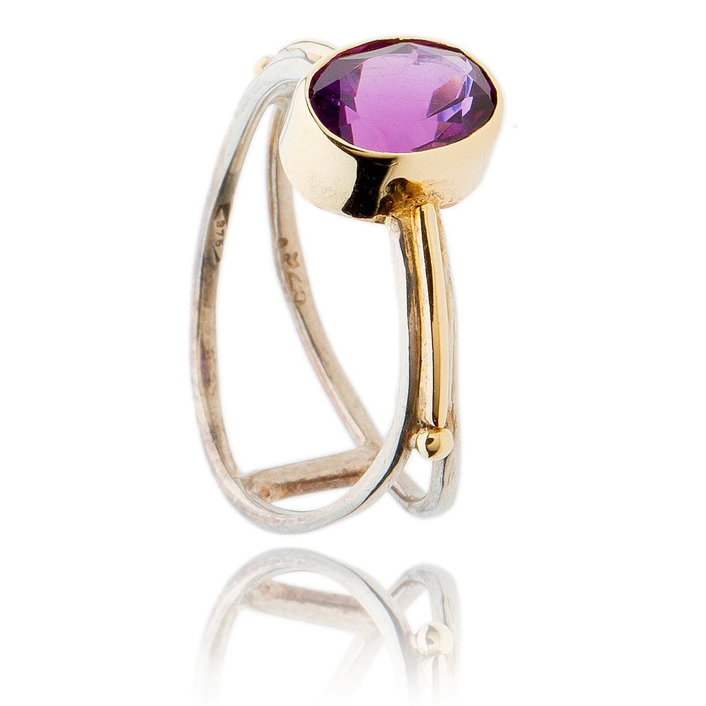 .925 & 9K Yellow Gold Oval Amethyst Ring Default Title