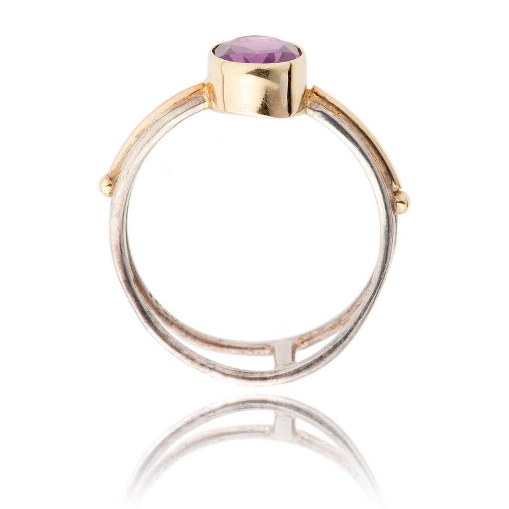 .925 & 9K Yellow Gold Oval Amethyst Ring Default Title