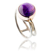 .925 & 9K Yellow Gold Round Cab Amethyst Ring Default Title