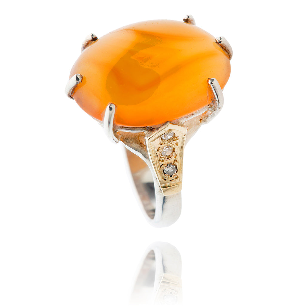 .925 & 9K Yellow Gold Oval Amber Ring Default Title