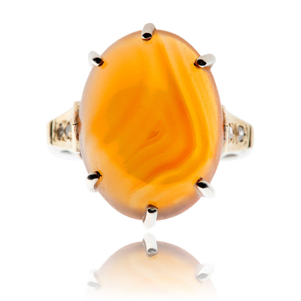 .925 & 9K Yellow Gold Oval Amber Ring Default Title