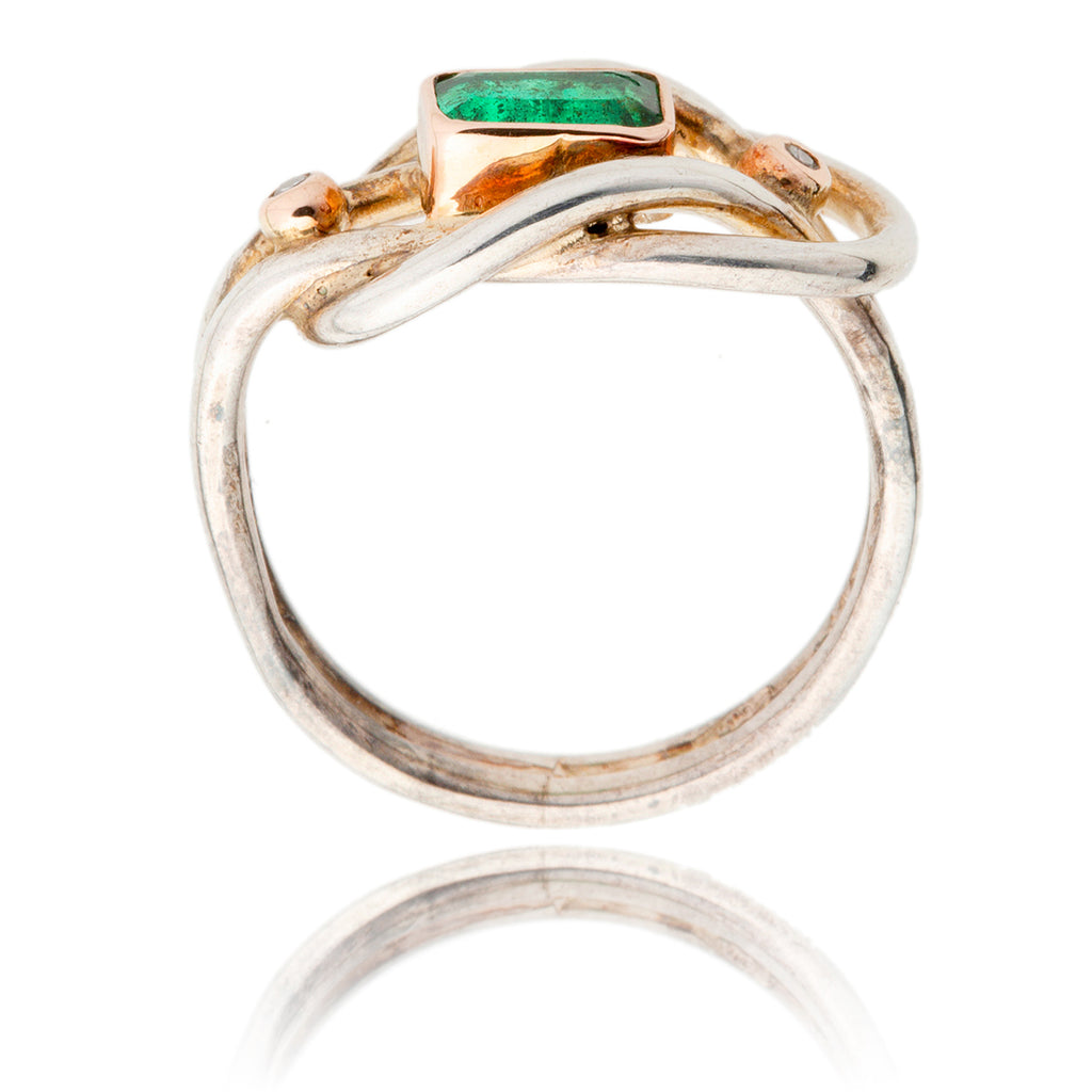 .925 & 9K Yellow Gold Rect Emerald Ring Default Title