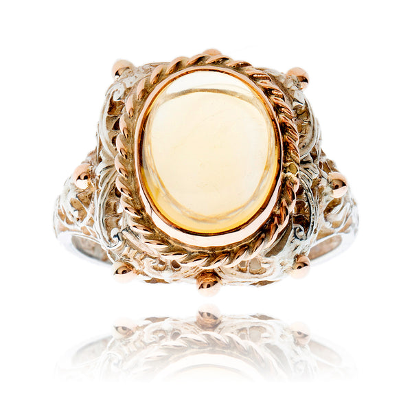 .925 & 9K Yellow Gold Oval Cab Citrine Ring Default Title