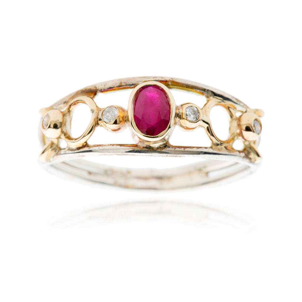 .925 & 9K Yellow Gold Oval Ruby Ring Default Title