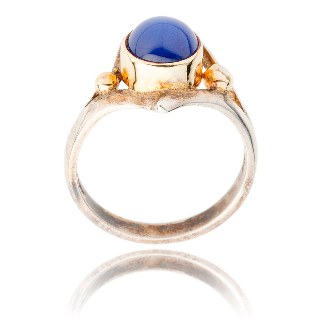 .925 & 9K Yellow Gold Rnd Star Sapphire Ring Default Title