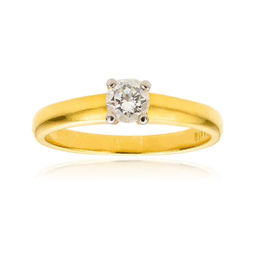 18KT Yellow and White Gold 4-Prong .37ct Diamond Solitaire Ring Default Title