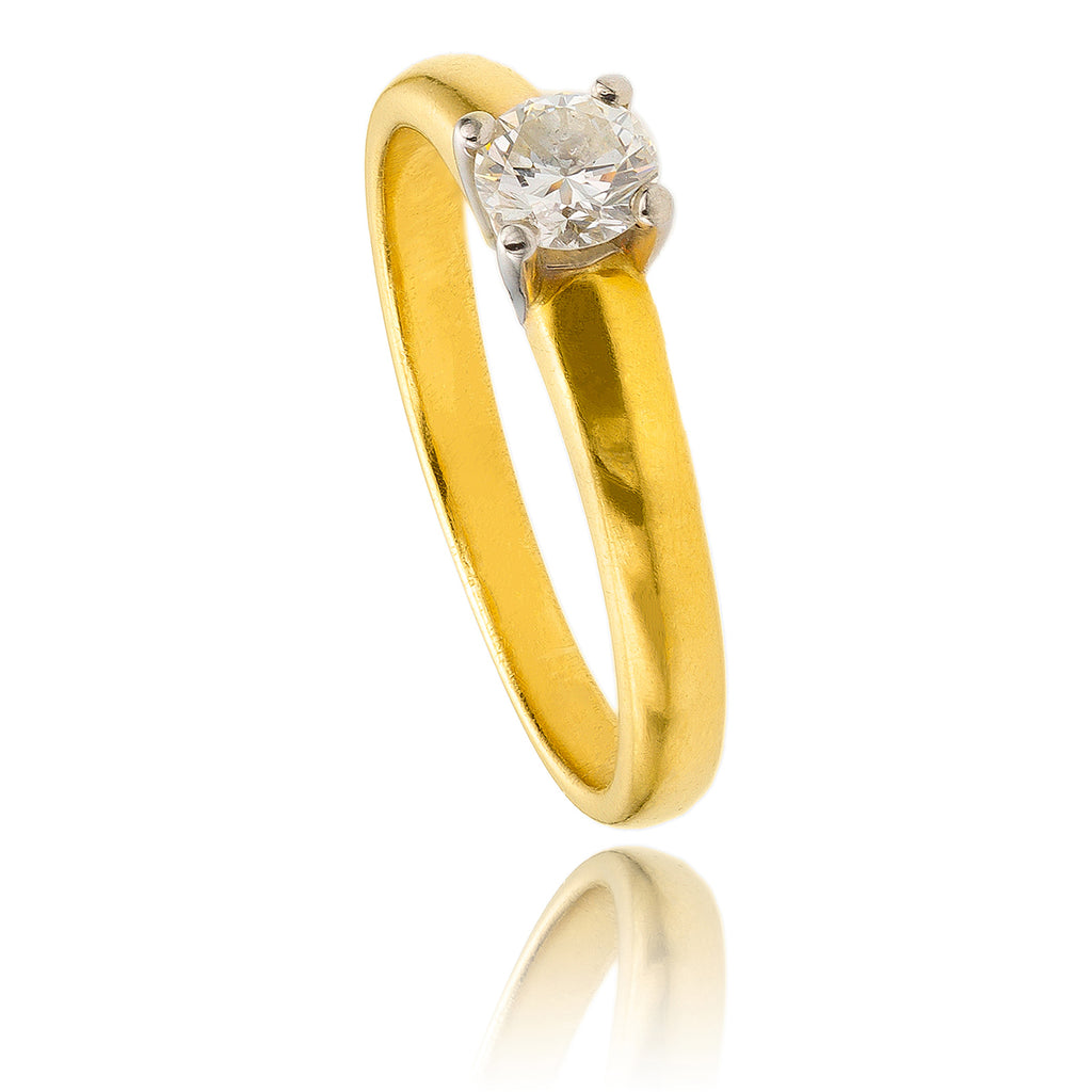 18KT Yellow and White Gold 4-Prong .37ct Diamond Solitaire Ring Default Title