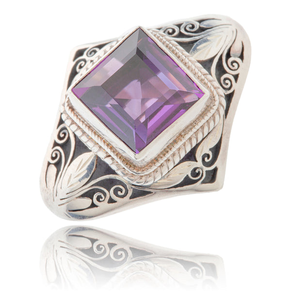 .925 Square Amethyst Ring Default Title