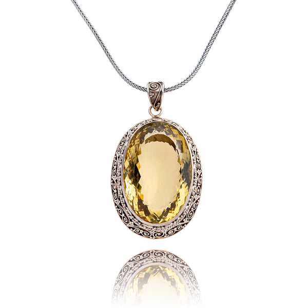 .925 Oval Lemon Topaz Pendant Default Title