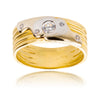 14KT Two Tone, Yellow and White Gold Bezel-Set White Stone Band Style Ring Default Title