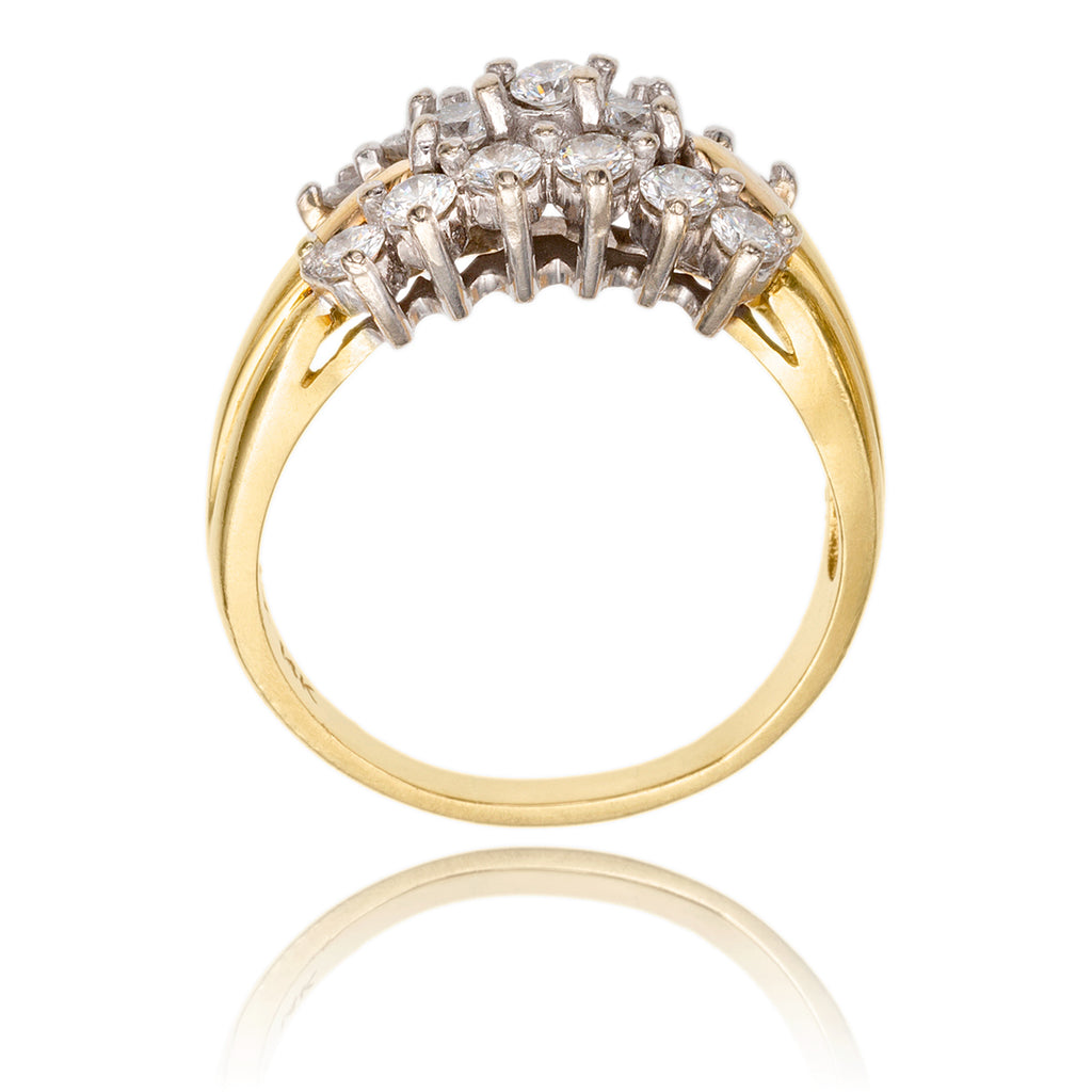 14KT Yellow and White Gold 1.00ctw 3-Row Diamond Ring Default Title