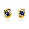 14KT Yellow Gold Sapphire and Diamond Stud Earrings Default Title