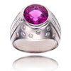 Handsome Custom Made 18K White Gold Bezel-Set Rubelite & Diamond Ring Default Title