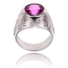 Handsome Custom Made 18K White Gold Bezel-Set Rubelite & Diamond Ring Default Title