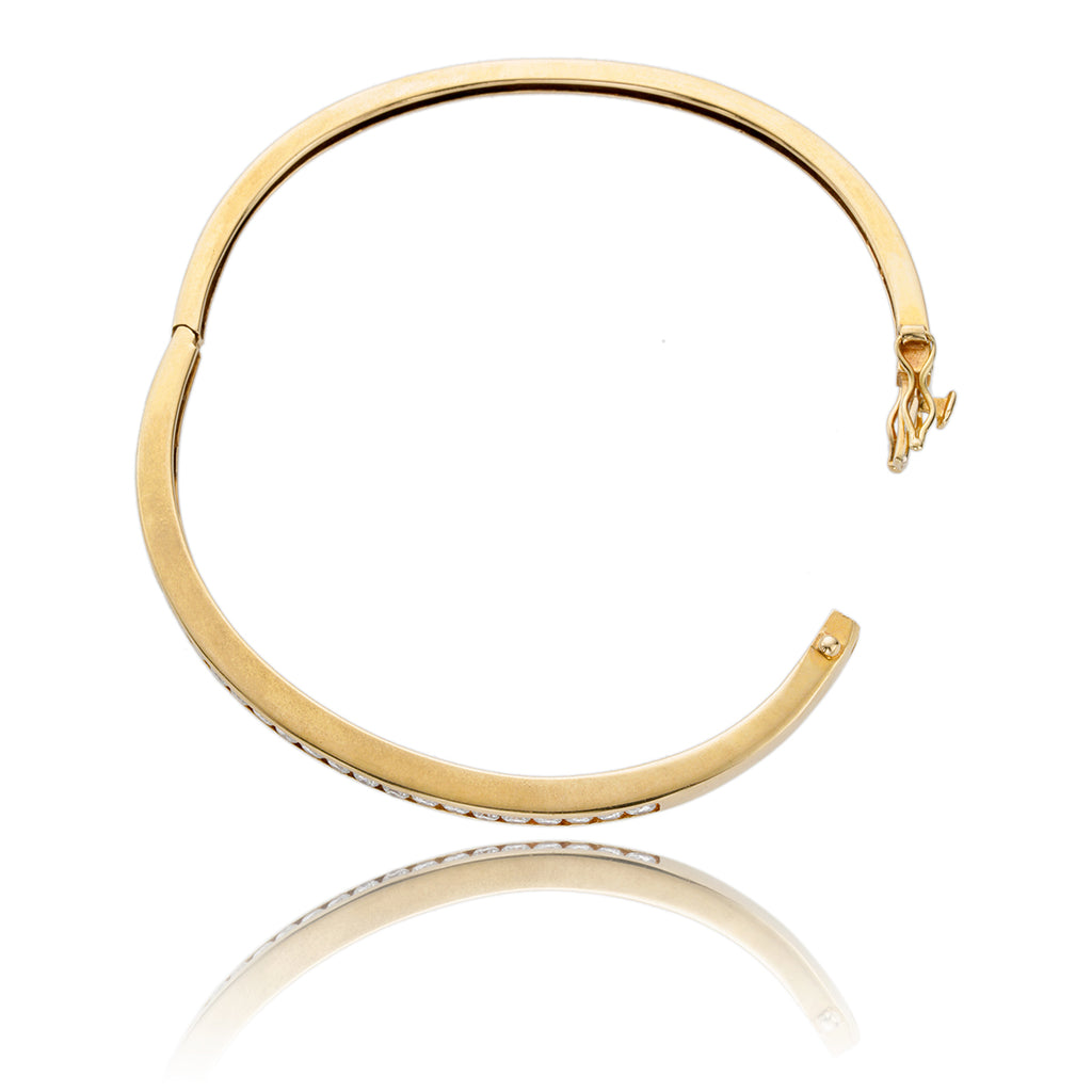 14KT Yellow Gold Bezel-Set Diamond Bangle Bracelet Default Title