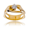 14K  Yellow Gold Diamond Solitaire Ring With Split Yin Yang Shank Default Title