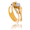 14K  Yellow Gold Diamond Solitaire Ring With Split Yin Yang Shank Default Title