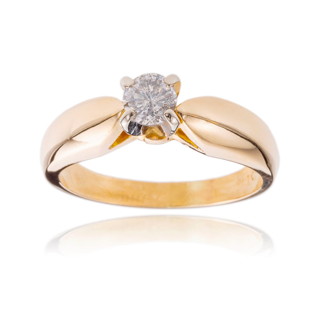 14K Yellow & White Diamond Solitaire Ring Default Title