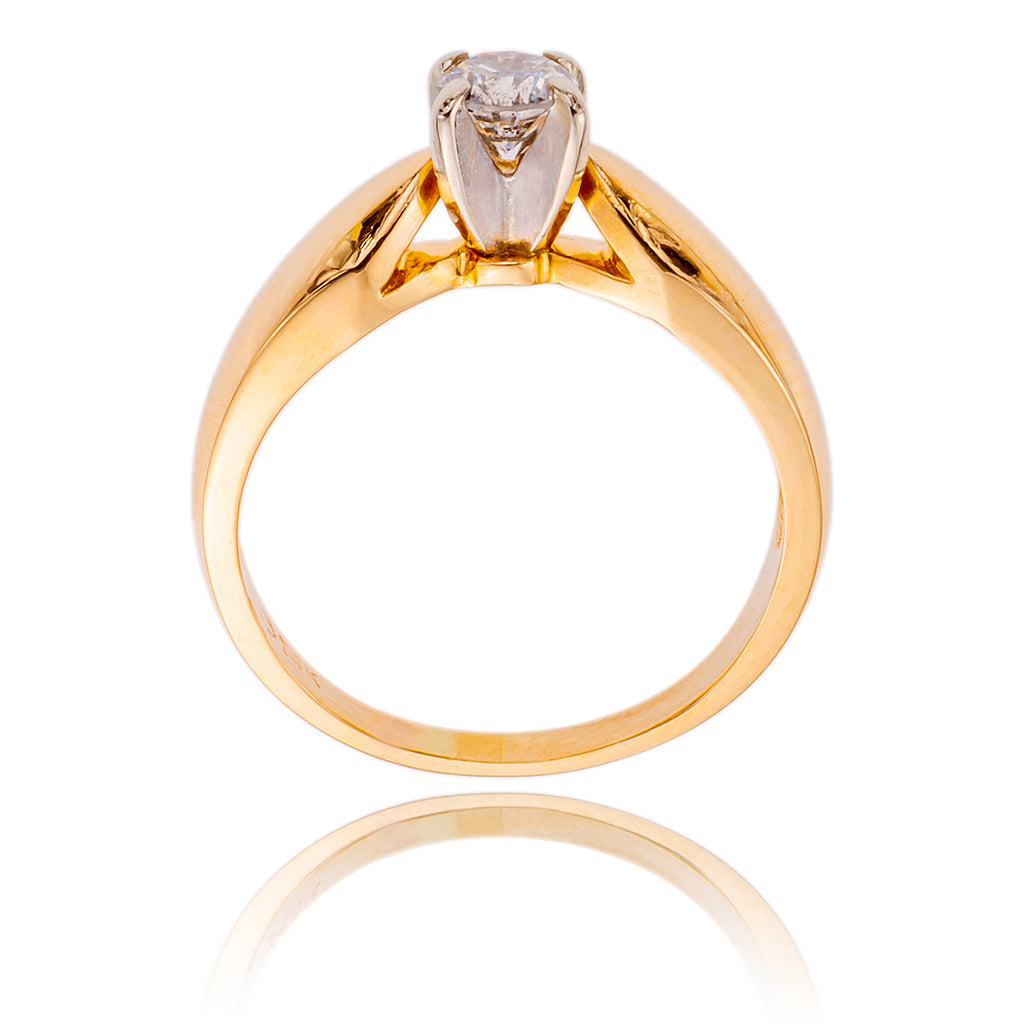 14K Yellow & White Diamond Solitaire Ring Default Title