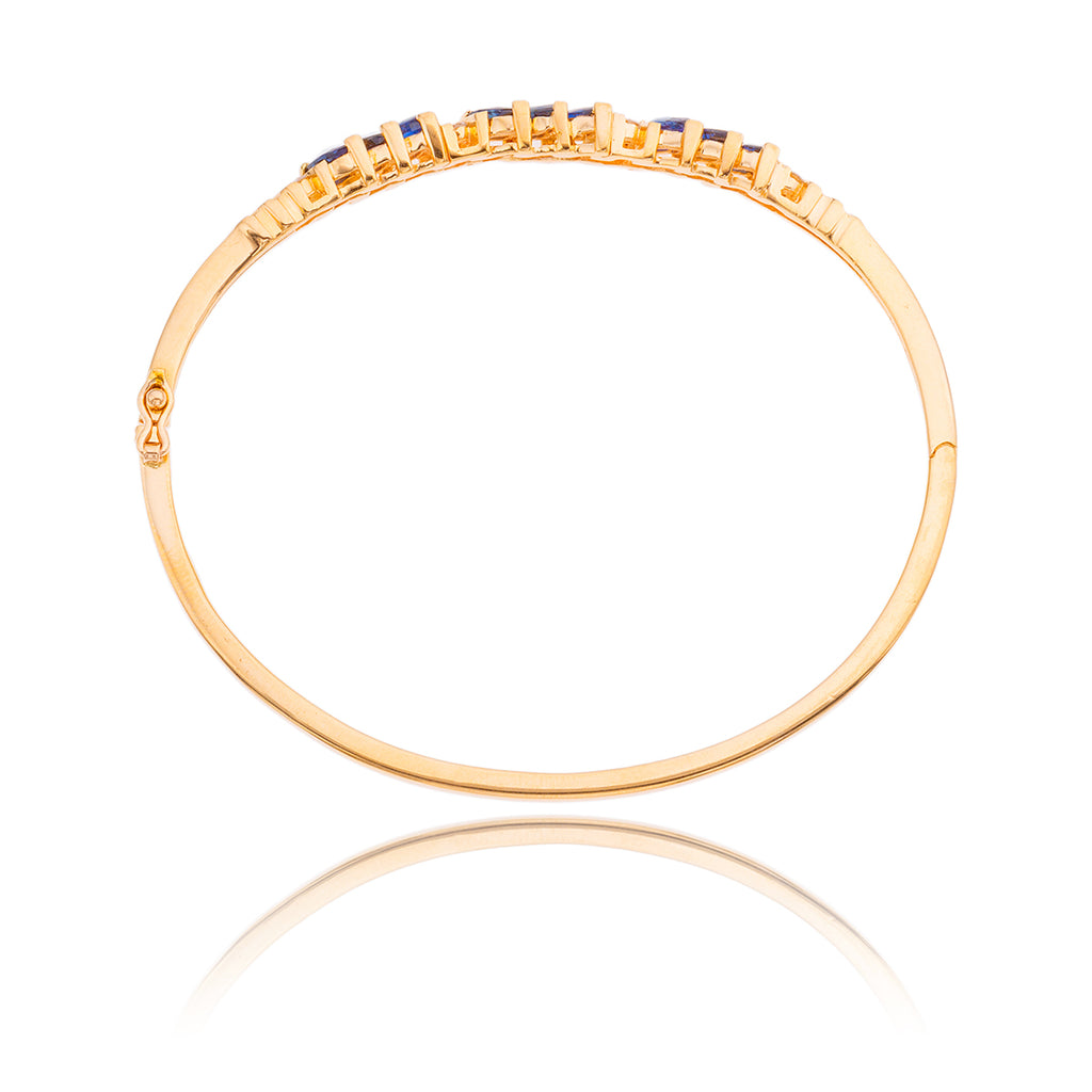 14K  Yellow Gold Marquise Sapphire & Diamond Bangle Bracelet Default Title