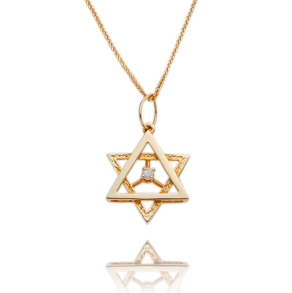 14K Yellow Gold Star Gold Of David Pendant with Diamonds Default Title