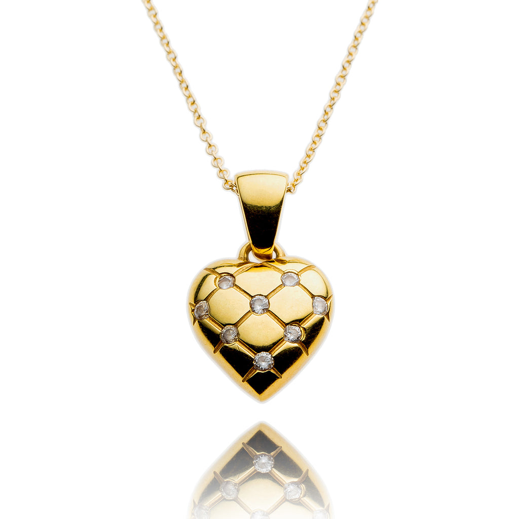 18K Diamond Heart Pendant with 14K Yellow Gold Chain Default Title