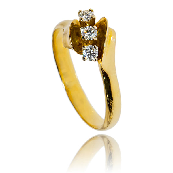 18K Yellow Gold 3-Stone Diamond Ring, .20 ctw Default Title