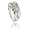 Gentlemen's 18K White Gold Rectangular Shape Diamond Cluster Ring, .41 ctw Default Title