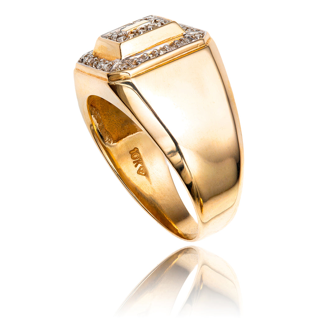 Gentlmen's 10K Yellow Gold Square Diamond Ring Default Title